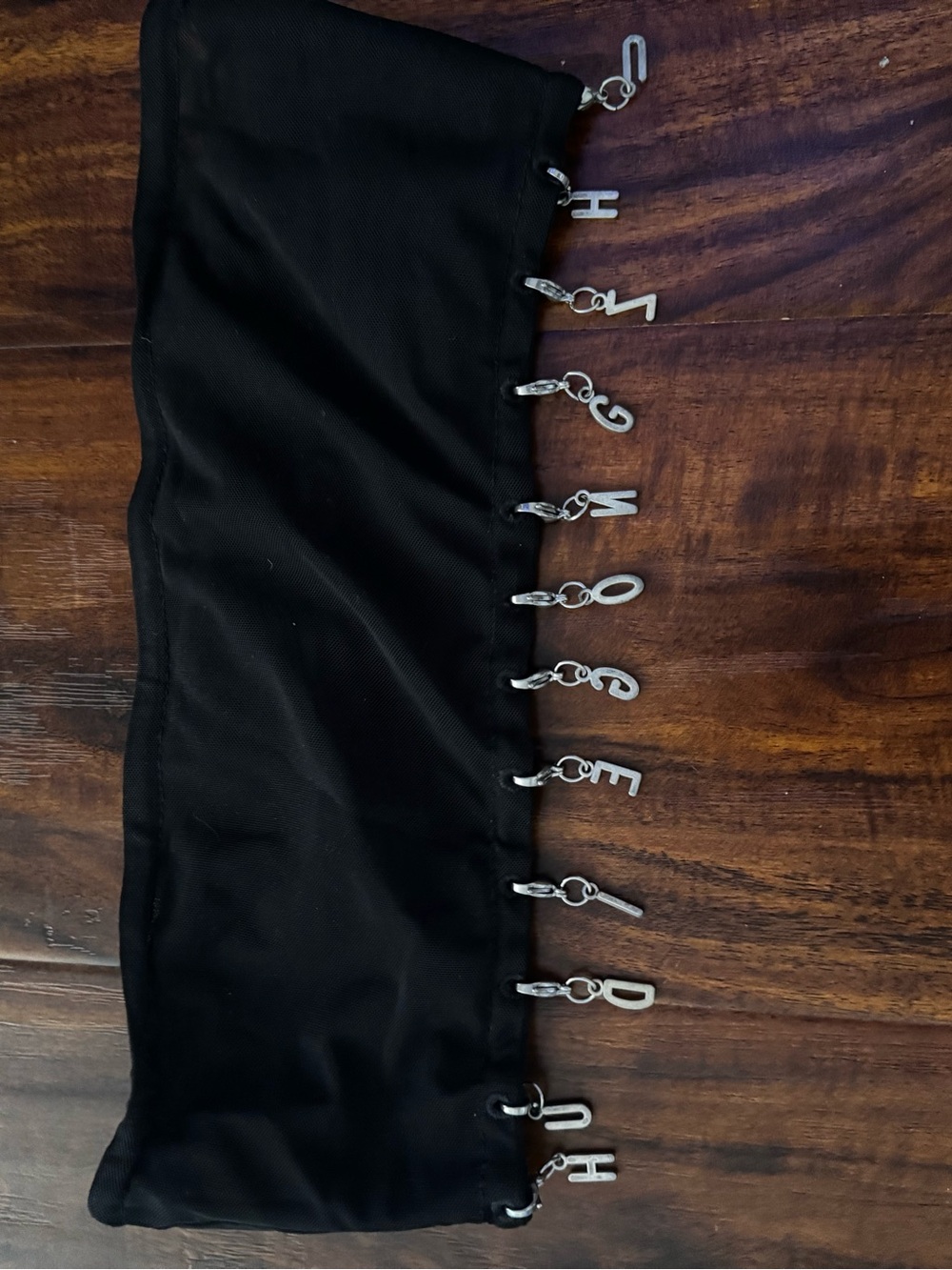 Black bandeau and skirt set with silver letter charms - Picture 4 of 5
